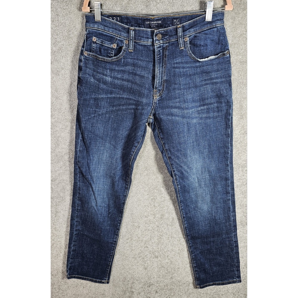 Lucky Brand 221 Straight Jeans Mens Size‎ 30x32 Dark Wash Blue 5 Pocket Stretch